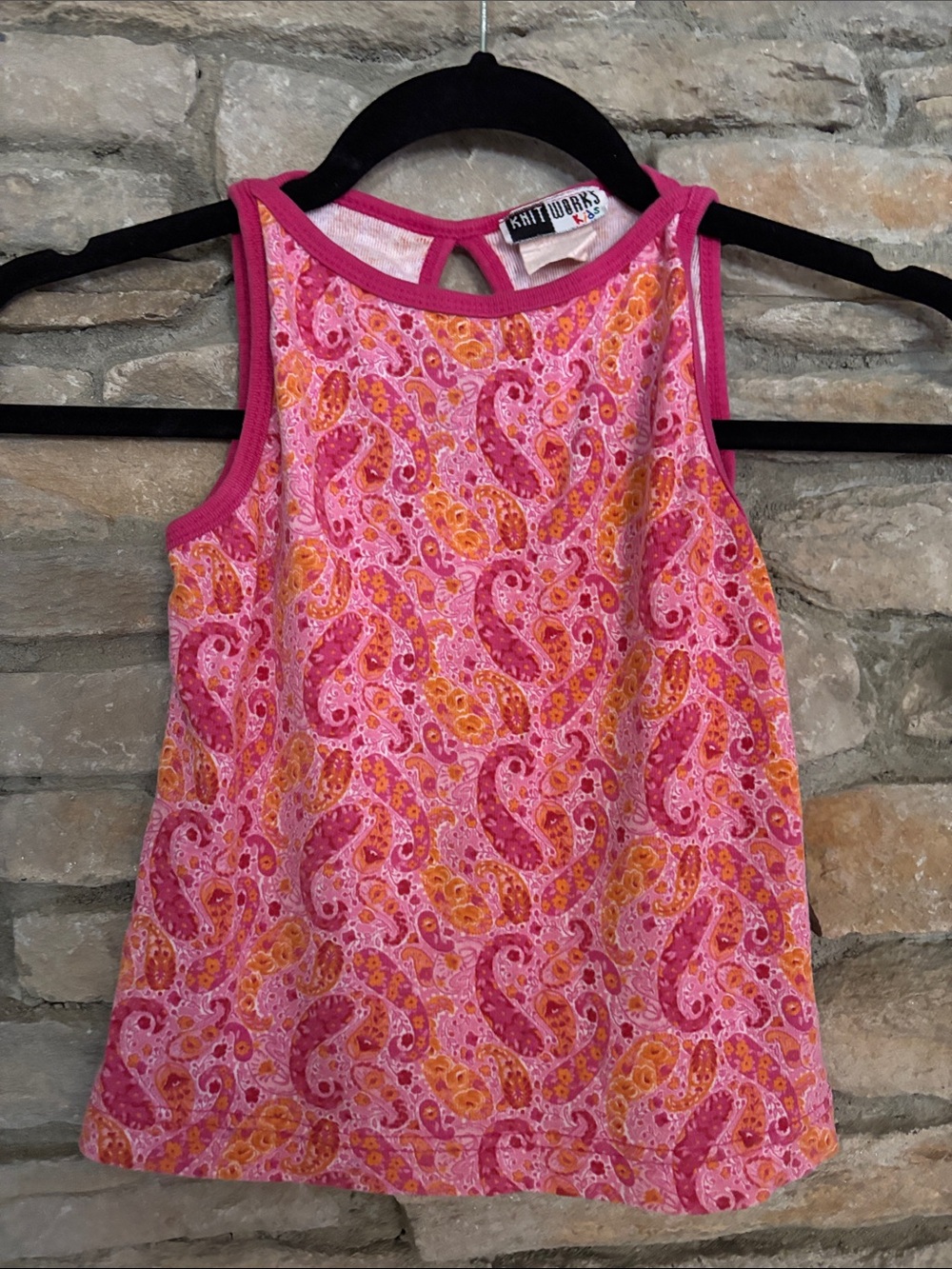 Knit Works Pink & Orange Paisley Tank Top.